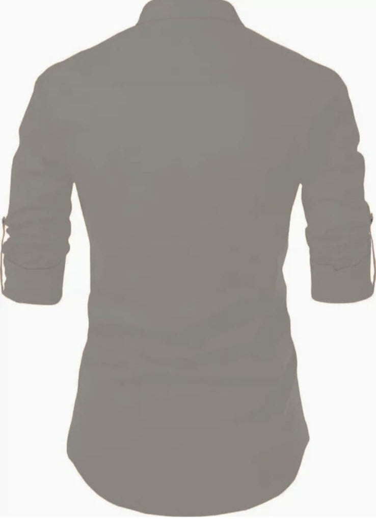 Men's Grey Designer Shirt with Tribal Print – Stylish Mandarin Collar | Slim Fit Casual Wear