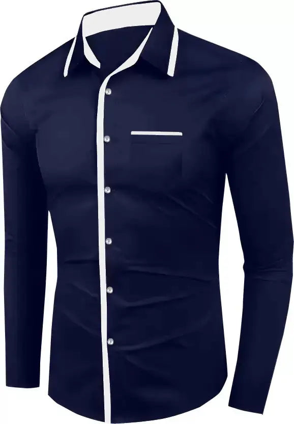 Men Regular Fit Solid Button Down Collar Casual Shirt