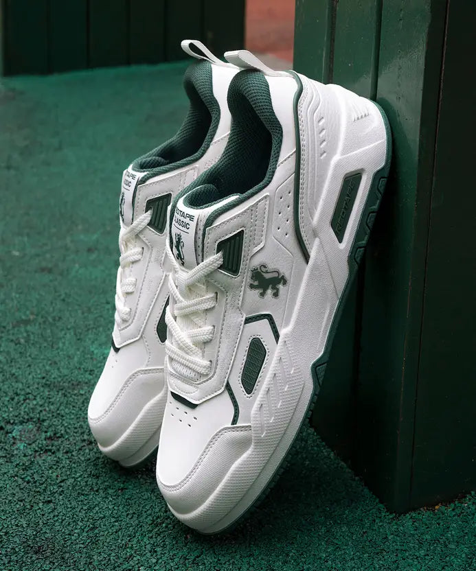 Lifestyle Sneakers for Men | Elegantly Rounded Front, Soothing Insole Casuals For Men (White, Green , 6)