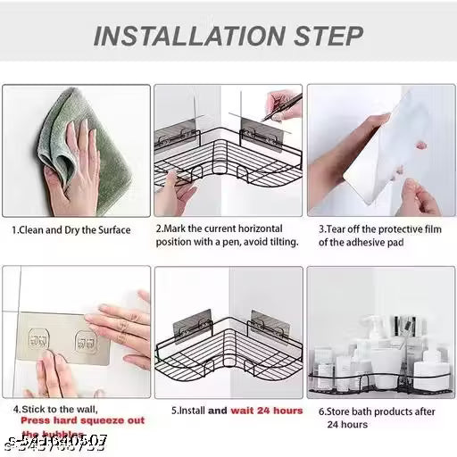 2 pis combo of the Self-Adhesive Metal Bathroom Corner Rack Storage Shelves Bathroom Shelf/Shelves Corner BATHROOM CRONER SHELF