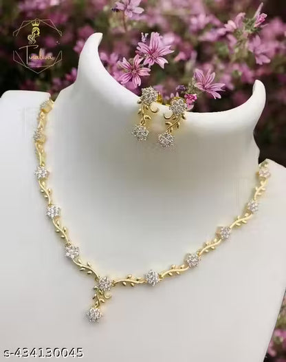 Brass Designer Rose Gold Plated Jewellery Set