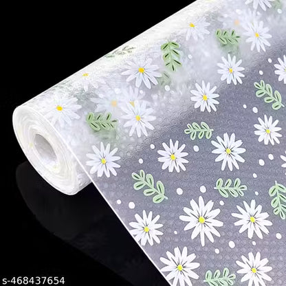 45* 150 cm Anti-Slip Kitchen Cabinet Drawer Shelf Mat Liner Sheets (45 cm x Roll) Waterproof Strong Table Mat for Bathroom, Fridge Mat Textured Multipurpose (Flower Leaves), Ethylene Vinyl Acetate