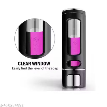 Premium ABS White 400ml Wall Mount Transparent Liquid Soap Dispenser Use for Foam, Conditioner, Gel, Lotion, Soap, Liquid, Shampoo Dispenser (Black) (Pack of 1)