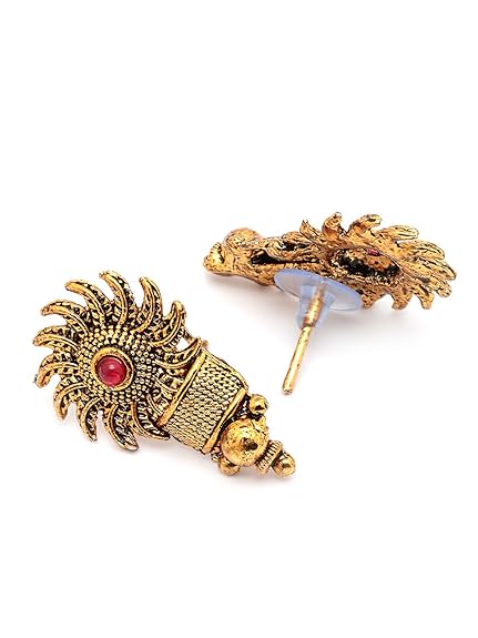 Sukkhi Indian Traditional 18k Gold Plated Red Green Choker Necklace with Studs Earring Jewellery Set for Women & Girls