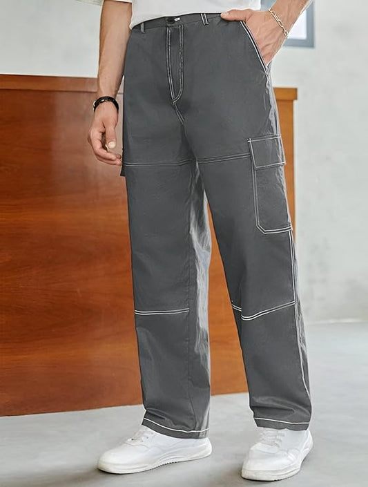 Ben Martin Men's Denim Cotton Cargo Jeans || Stretchable Baggy Fit || High Waist Loose Cargos for Men with Box Pockets || Stylish Gen-Z Streetwear || Sizes 28–40 || Black, Khaki, Grey &