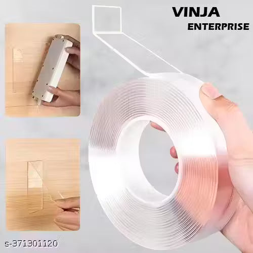 ape Double Sided Traceless Heavy Duty Self Adhesive Universal Powerful Transperant Glue Strong Grip For Home Wall Clothes Ivy Grip Magic Tape Removable Washable Reusable (1INCH x 3M)