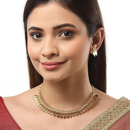 ZENEME Gold Plated Laxmi Temple Jewellery Set For Women & Girls