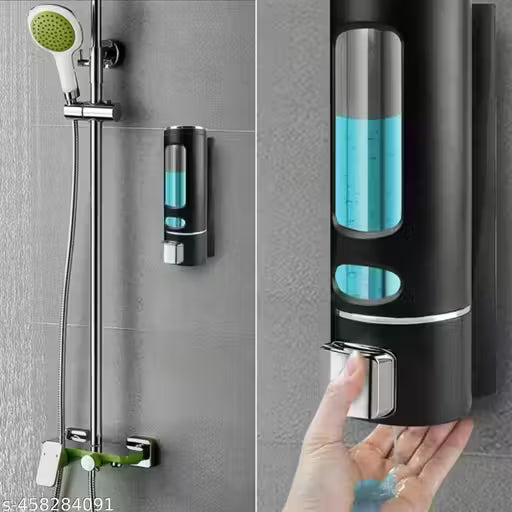 Premium ABS White 400ml Wall Mount Transparent Liquid Soap Dispenser Use for Foam, Conditioner, Gel, Lotion, Soap, Liquid, Shampoo Dispenser (Black) (Pack of 1)