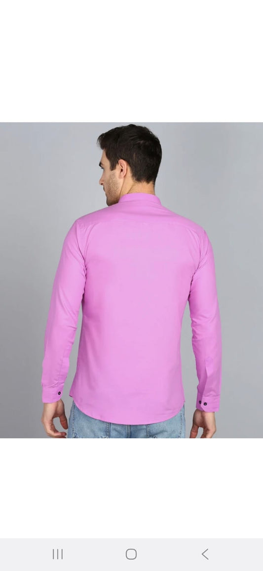 Stylish Pink Mandarin Collar Shirt for Men