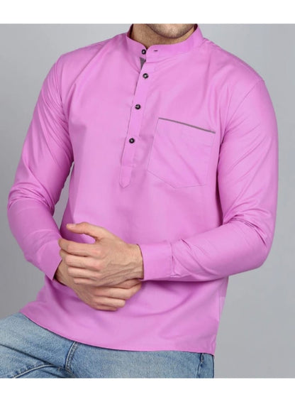 Stylish Pink Mandarin Collar Shirt for Men