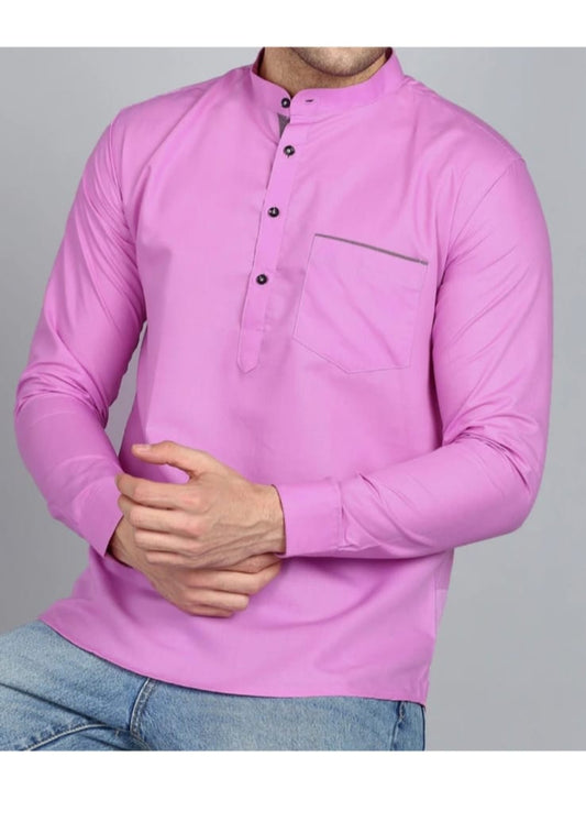 Stylish Pink Mandarin Collar Shirt for Men