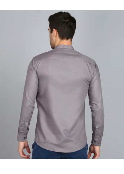 Classic grey  Mandarin Collar Shirt for Men