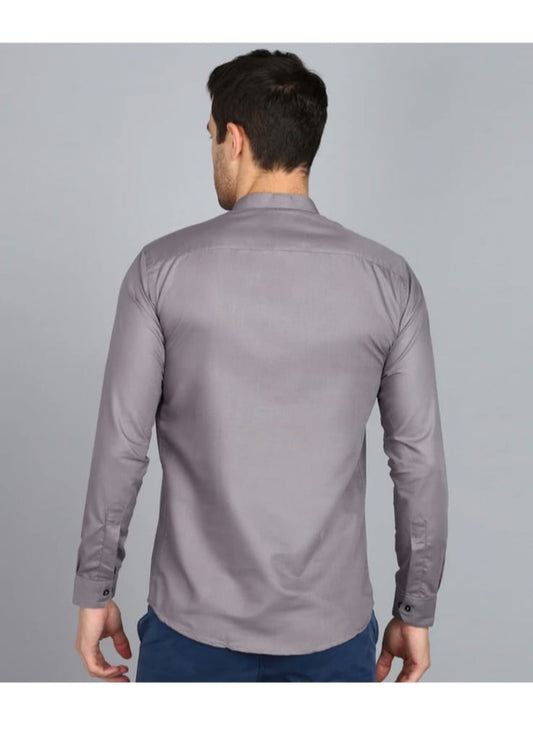 Classic grey  Mandarin Collar Shirt for Men