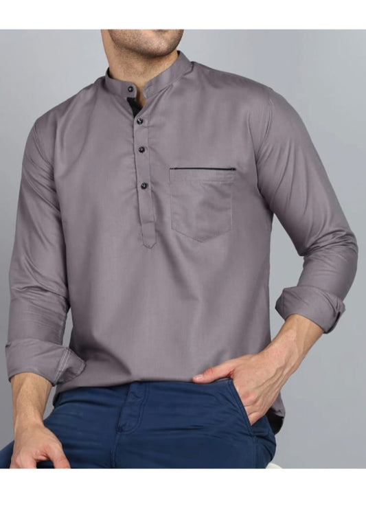 Classic grey  Mandarin Collar Shirt for Men