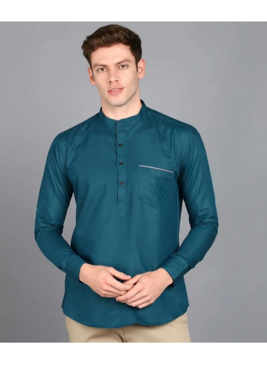 Classic  mix  Blue Mandarin Collar Shirt for Men