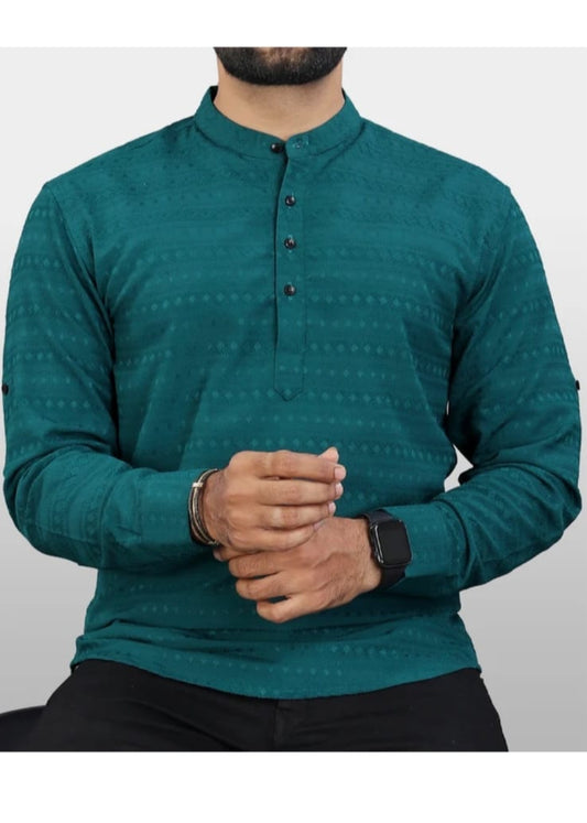 Men's casual ethnic-inspired kurta-style shirt,