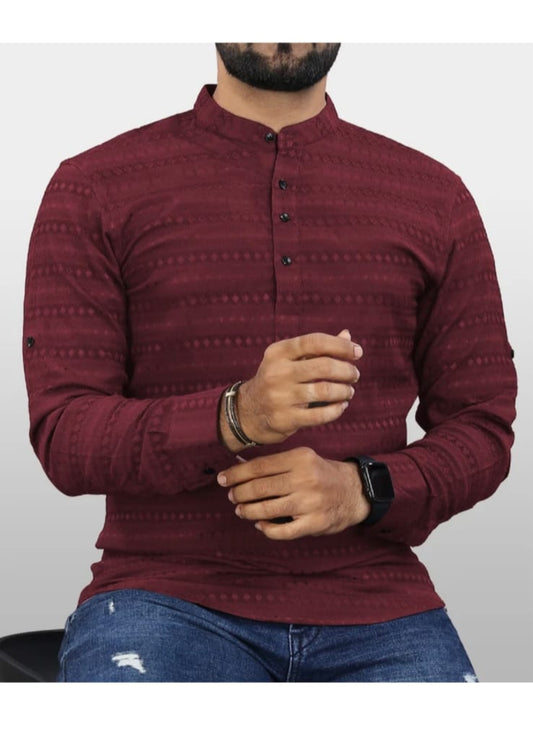 Maroon Ethnic Kurta Shirt for Men