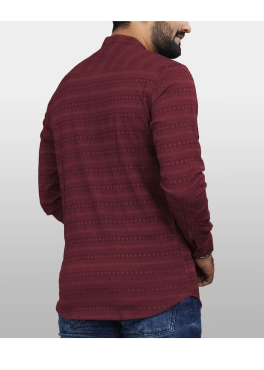 Maroon Ethnic Kurta Shirt for Men