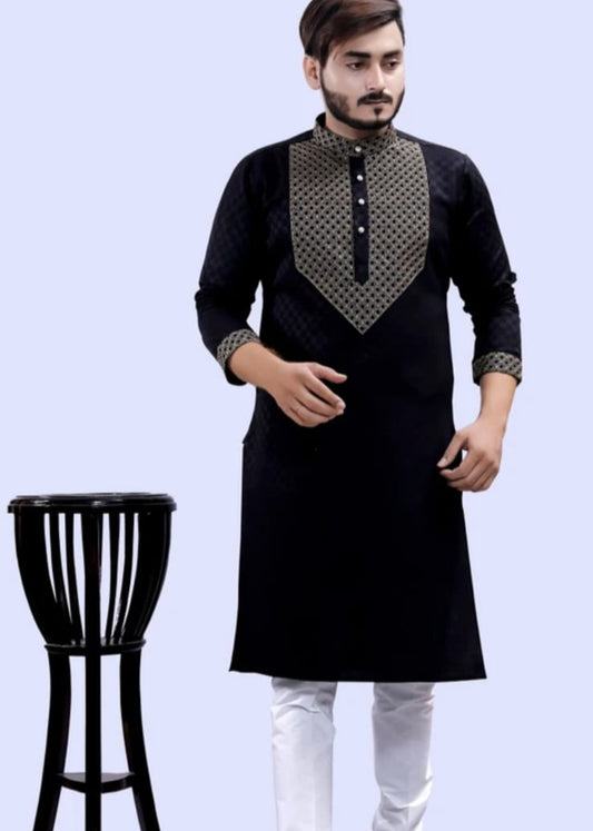 Men's black  kurta