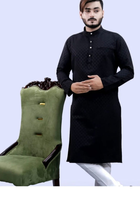 Men's black  kurta