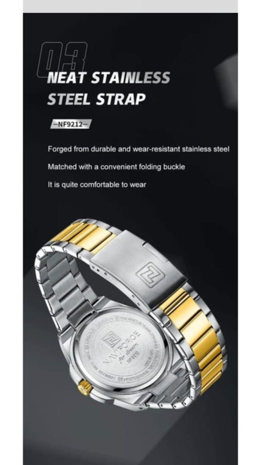 Navi force golden watch