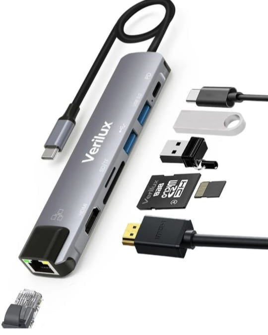 usb c hub with ethernate rj 45 7 in usb type c hub with 4k hdmi port and pd charging usb c 7 in 1  type c adapter  with hdmi