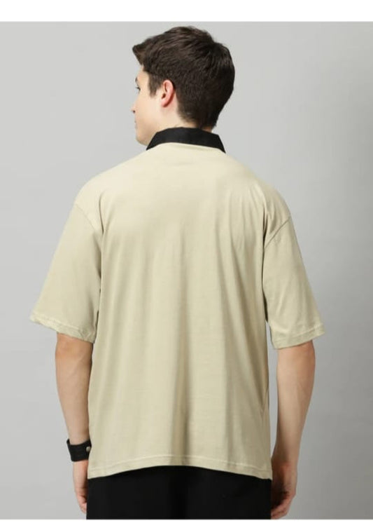 men solid polo neck t shirt