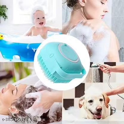 1 bath belt + 1 body brush back scrubber cleanser shower loofah best for face skin cleansing soft silicone handle scrub cleaner for men women (Combo pack with bath brush) (Multicolor)