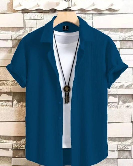 men soild casual sporty shirt