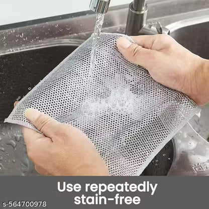 Non-Scratch Dish Wash Cloth (Pack of 6), Steel Wire Dish Cloth, Wire Dishwashing Rags for Wet and Dry Stainless Steel Scrubber Non-Scratch Wire Dishcloth for Washing Dishes