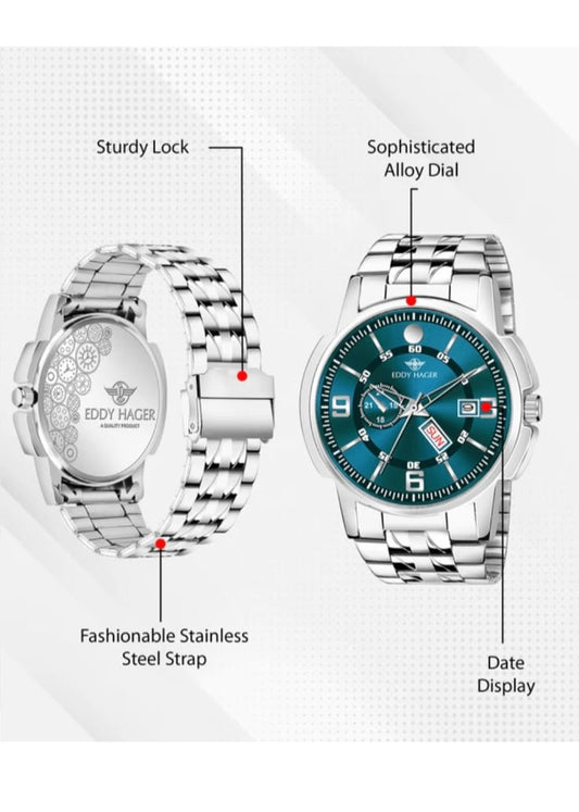 EDDY HANGER SILVER BLUE TONE WATCH