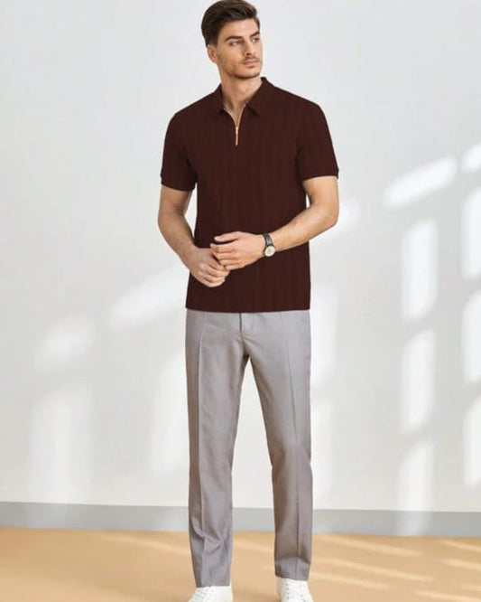 men's self desing polyster