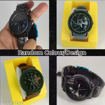 Any 1 Random Watch | Premium Quartz Analog Wrist Watch for Men | Stylish 360° Rotating Dial | Steel & Rubber Strap Options | Pack of 1 |