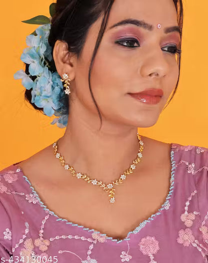 Brass Designer Rose Gold Plated Jewellery Set