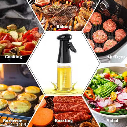 Glass oil Spray Dispenser Cooking 200ml Olive oil Spray Bottle Refillable Food Grade oil Vinegar Spritzer Sprinkler Sprayer Mister Used for Air Fryer,Salad Making,Frying,BBQ,black