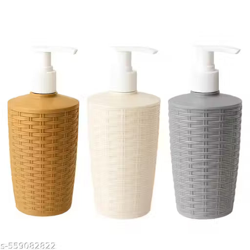 GizmoGrid Plastic Liquid Soap Dispenser for Bathroom, Kitchen, Wash Basin | Hand Wash Pump Bottle for Liquid Soap, Shampoo, Lotion | Stylish Refillable Dispenser – Multipurpose for Home, Hotel, Office Use – Made in India (Pack of 03) - 300 ML