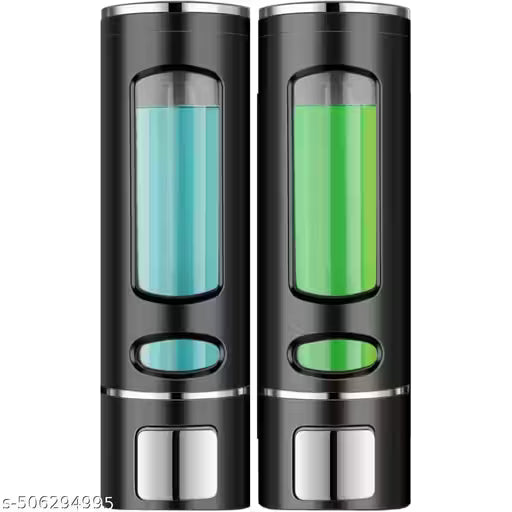 CLIBO 400ml Rust Proof Eco-Friendly ABS Plastic Wall Mounted Liquid Dispenser for Bathroom/Kitchen | Shampoo Conditioner Handwash Lotion Gel Liquid Soap Dispenser (Black) | (Pack of 2)