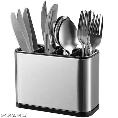Stainless Steel Kitchen Utensil Holder Drainer Cooking Utensil Holder Cutlery Holder Flatware Holder Sinkware Caddy Countertop Organizer Modern Rectangular Design
