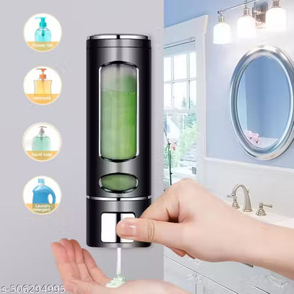 CLIBO 400ml Rust Proof Eco-Friendly ABS Plastic Wall Mounted Liquid Dispenser for Bathroom/Kitchen | Shampoo Conditioner Handwash Lotion Gel Liquid Soap Dispenser (Black) | (Pack of 2)