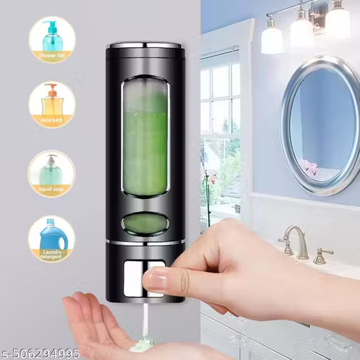 CLIBO 400ml Rust Proof Eco-Friendly ABS Plastic Wall Mounted Liquid Dispenser for Bathroom/Kitchen | Shampoo Conditioner Handwash Lotion Gel Liquid Soap Dispenser (Black) | (Pack of 2)