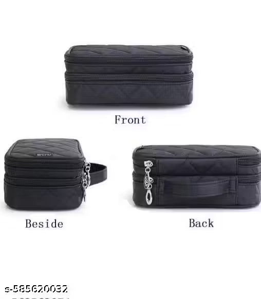 Name: Makeup Bag, Portable Cosmetic Bag, Large Capacity Travel Makeup Organizer, Leather Cosmetic Brush Case for Women Toiletry Bag for Girls with Handle and Divider