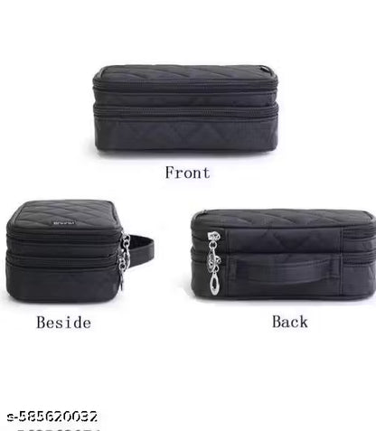 Name: Makeup Bag, Portable Cosmetic Bag, Large Capacity Travel Makeup Organizer, Leather Cosmetic Brush Case for Women Toiletry Bag for Girls with Handle and Divider