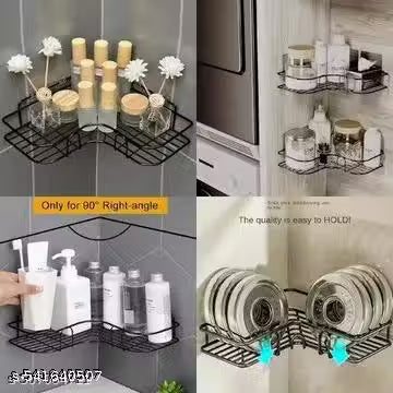 2 pis combo of the Self-Adhesive Metal Bathroom Corner Rack Storage Shelves Bathroom Shelf/Shelves Corner BATHROOM CRONER SHELF