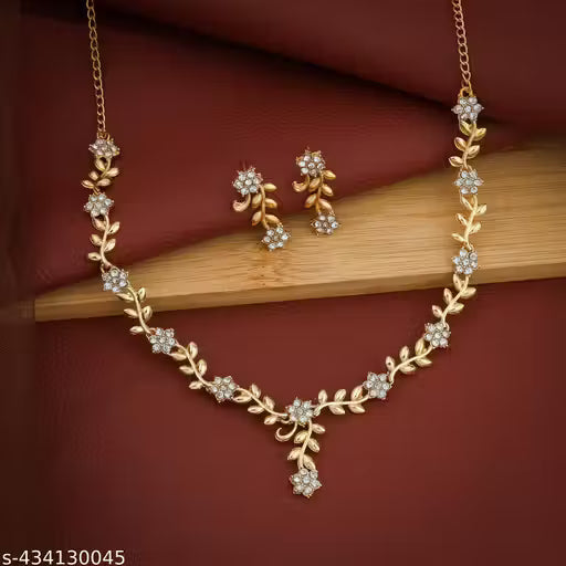 Brass Designer Rose Gold Plated Jewellery Set