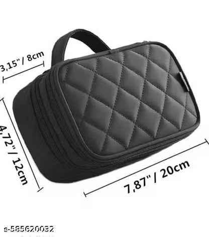 Name: Makeup Bag, Portable Cosmetic Bag, Large Capacity Travel Makeup Organizer, Leather Cosmetic Brush Case for Women Toiletry Bag for Girls with Handle and Divider