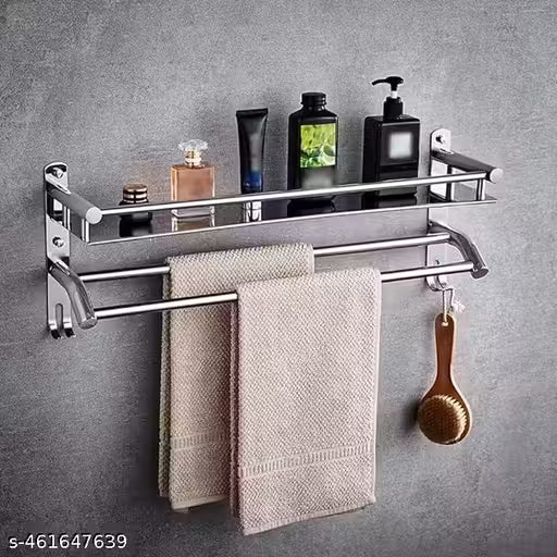 ADMIZO'S Bathroom Shelf Stand 2 Layer Multiuse Rack with 1 layer wall shelf and 1 layer tower Rack / Towel Holder (Stainless Steel)#Bathroom decor/Luxury bathroom accessories/Bathroom storage/Bathroom essentials/Towel holders/Bathroom sets/Bathroom