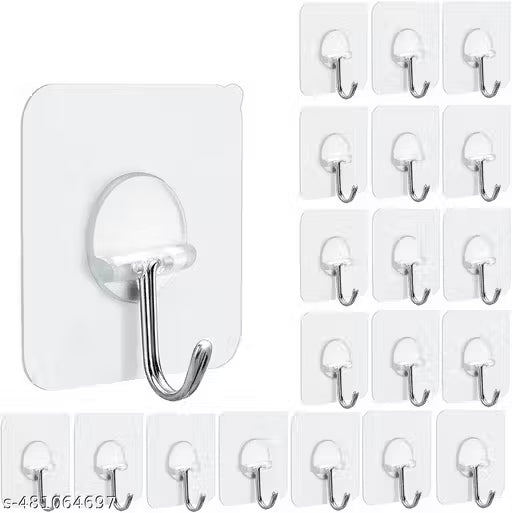 20 Pcs Premium Adhesive Wall Hooks for Easy Installation Heavy-Duty Self-Adhesive Hooks for Home and Office Decorative Removable Wall Hooks - No Drilling Required Space-Saving Adhesive Hooks for Quick Organization Waterproof Adhesive Hooks