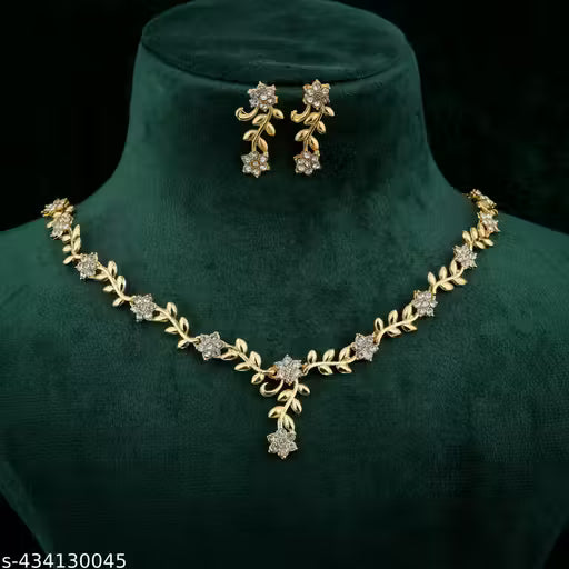 Brass Designer Rose Gold Plated Jewellery Set