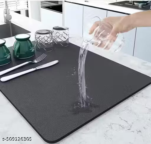 Place mat | 40x60 Cms Water Absorbent Drying Mat for Kitchen Utensil | Kitchen Dish Drying Mat for Kitchen Medium Size | Kitchen Essential Mat for Home