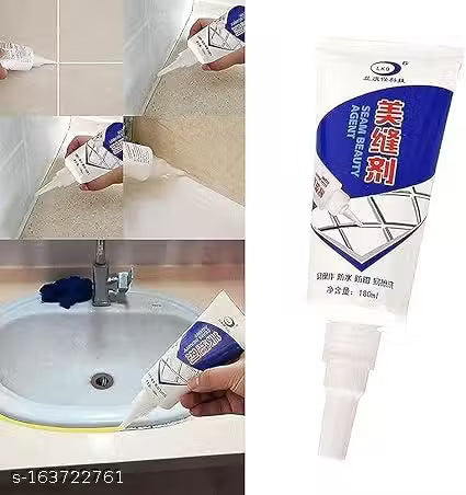 Waterproof Tile Gap/Crack/Grout Filler Water Resistant Silicone Sealant for DIY Home Sink Gaps/Tiles Gaps/Grouts Repair Filler Tube (180 Ml White)